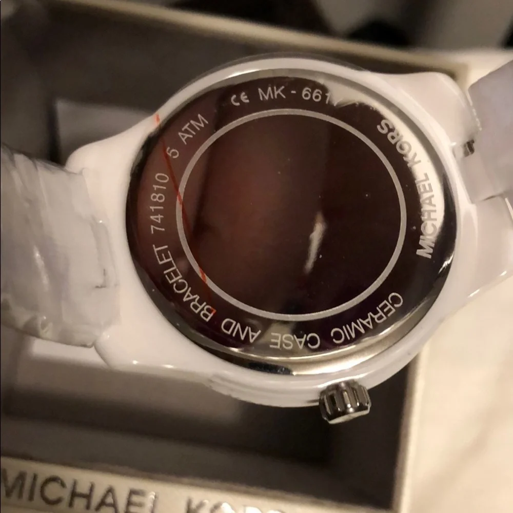 Authentic Michael Kors white ceramic runway watch